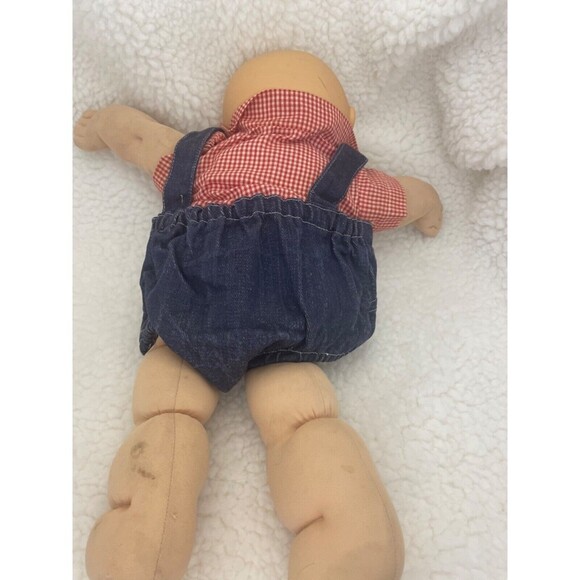 Original Cabbage Patch Doll Xavier with Blue Overalls checkered red white shirt - Picture 5 of 6